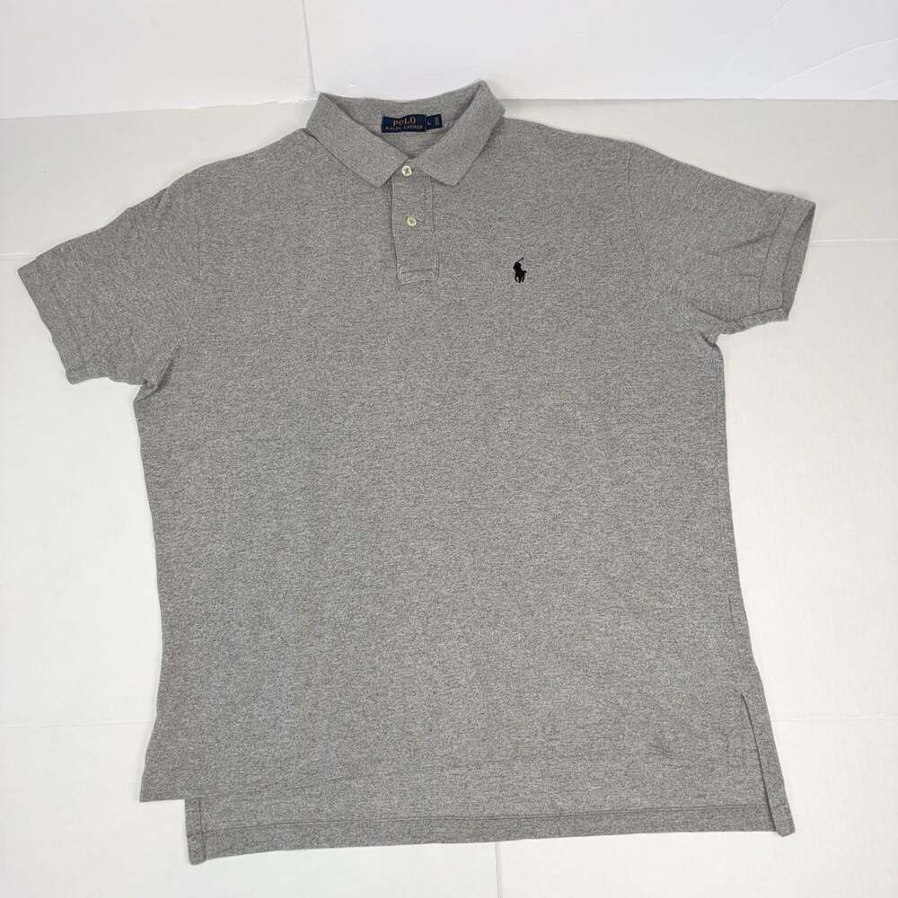 Polo Ralph Lauren Men Gray Short Sleeve Mesh Polo Shirt Size L
